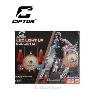 CIPTON LED LIGHT UP SZ 5 ADULT SOCCER Kit 11 PC SET Soccer Ball Cones GLOW DARK